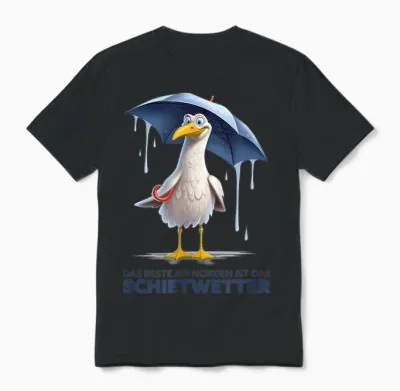 Schietwetter Saying - Seagull North Coast Beach Sea Funny Unisex T-Shirt - Black