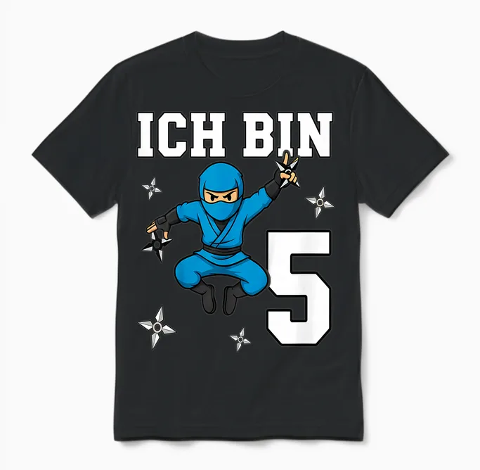 Ich Bin 5 Ninja Geburtstag 5 Jahre Junge Karate Unisex T-Shirt in Black
