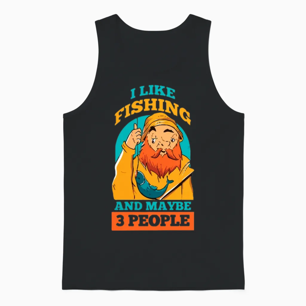 I Like Fishing Unisex Tank Top in Black
