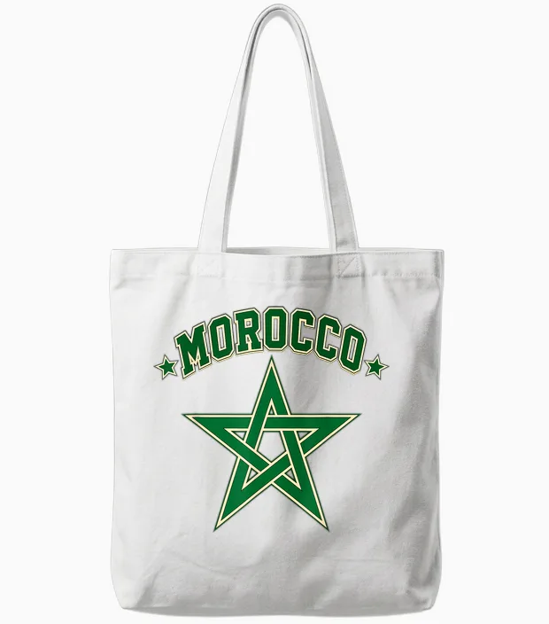 Maroc Drapeau Patriotique Marocain Tote Bags in White