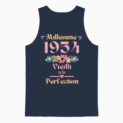 70 Ans Femme 1954 Idée Cadeau Anniversaire Funny Funny T-Shirt, Black Unisex Tank Top - Navy