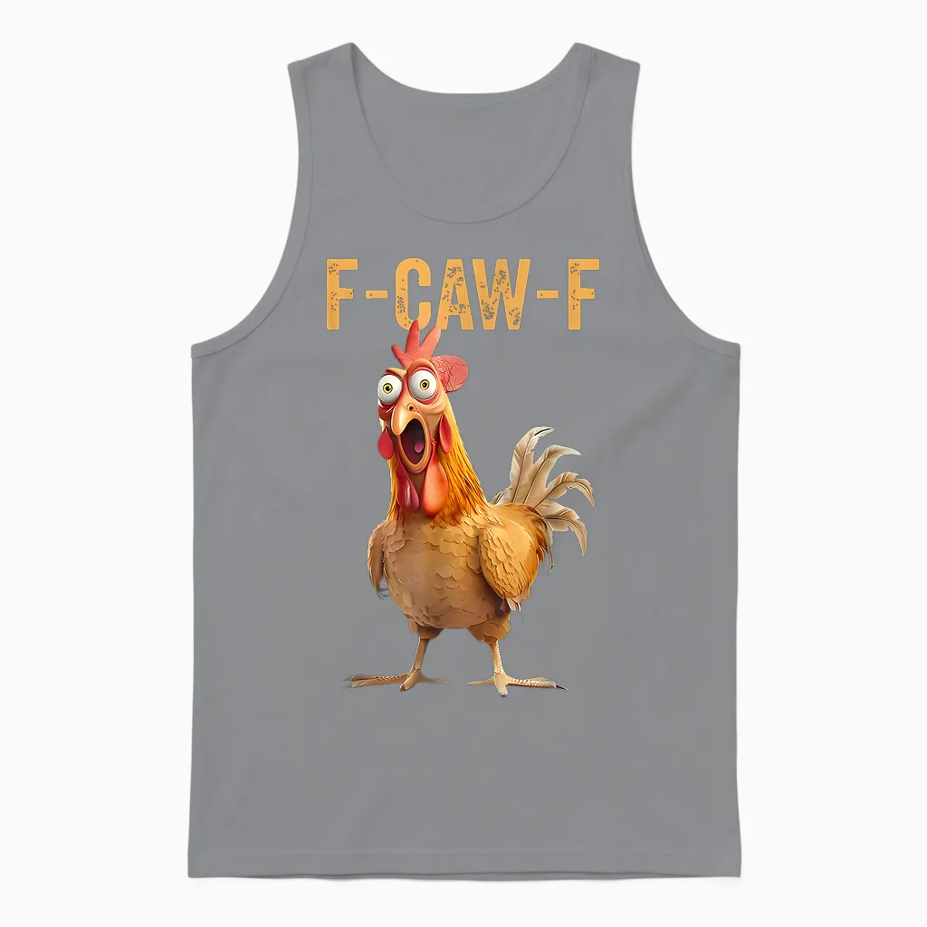 F-Caw-F Funny Chicken Humor Quote Rooster Meme Unisex Tank Top in Sport Grey