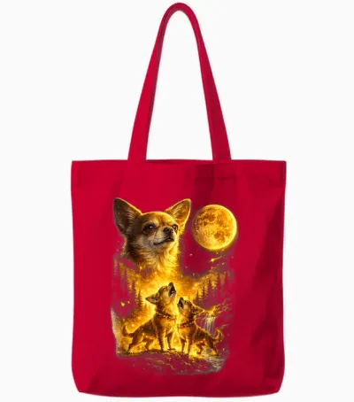 Lustiger Chihuahua Howling to the Moon Vintage-Hund Mit Drei Chihuahua Tote Bags - Red