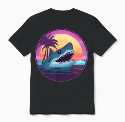 Shark Lovers Retro Style Unisex T-Shirt - Black