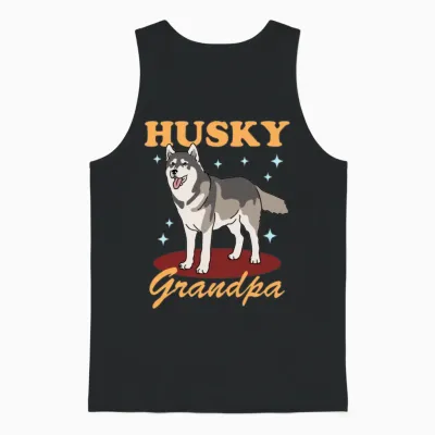 Husky Grandpa Dog Owner Siberian Husky Unisex Tank Top - Black