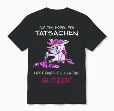 Cute Unicorn Sprinkles Glitter with Funny Saying T-Shirt, Black, S Unisex T-Shirt - Black