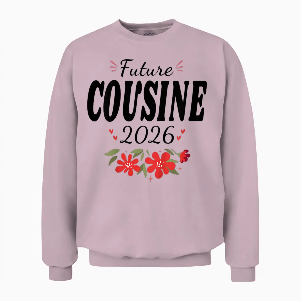 Future Cousine 2026 Pregnancy Announcement Unisex Sweatshirt in Light Pink