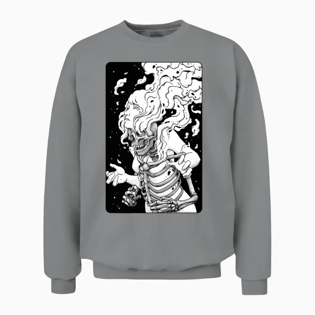 Psyche Skull Halloween Unisex Sweatshirt in Sport Grey
