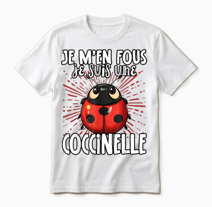 Je M'en Fous Je Suis Une Ladybug Cute Ladybug T-Shirt, Black, S Unisex T-Shirt in White