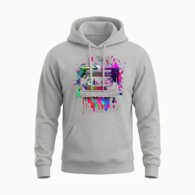 80er 90er Jahre Retro Party Verkleidung Kassette Tape Unisex Hoodie - Ash