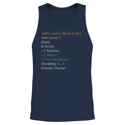 Wow Funny Item Stats Description Black Meme Unisex Tank Top - Navy