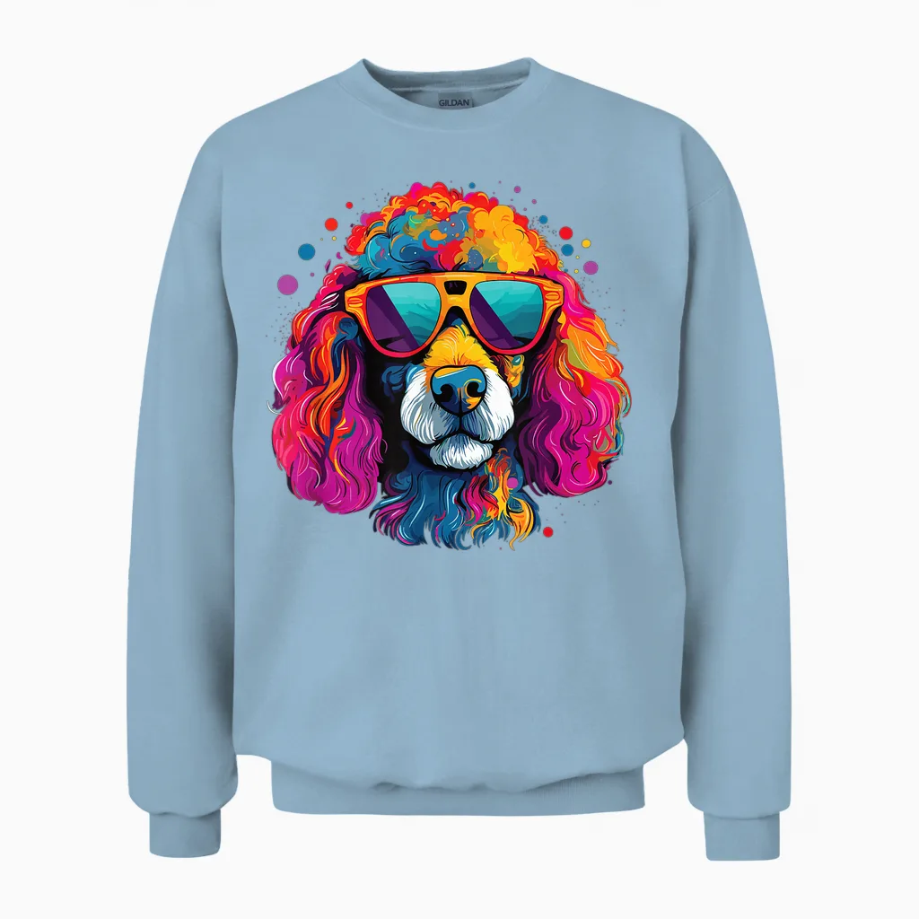 Wasserfarben Farbenfroher Pudel Hunde Unisex Sweatshirt in Light Blue