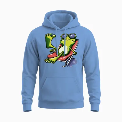 Cool Frog with Sunglasses Chillin Unisex Hoodie - Carolina Blue