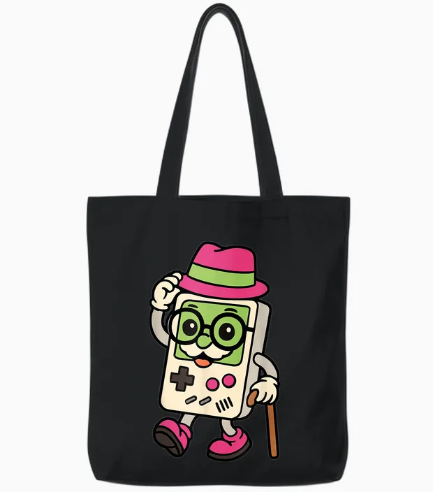 Funny Gamer Retro Gamers 90s Vintage Video Game for Men Tote Bags in Black