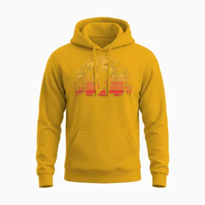 Retro Bigfoot Vintage Sunset Unisex Hoodie - Gold