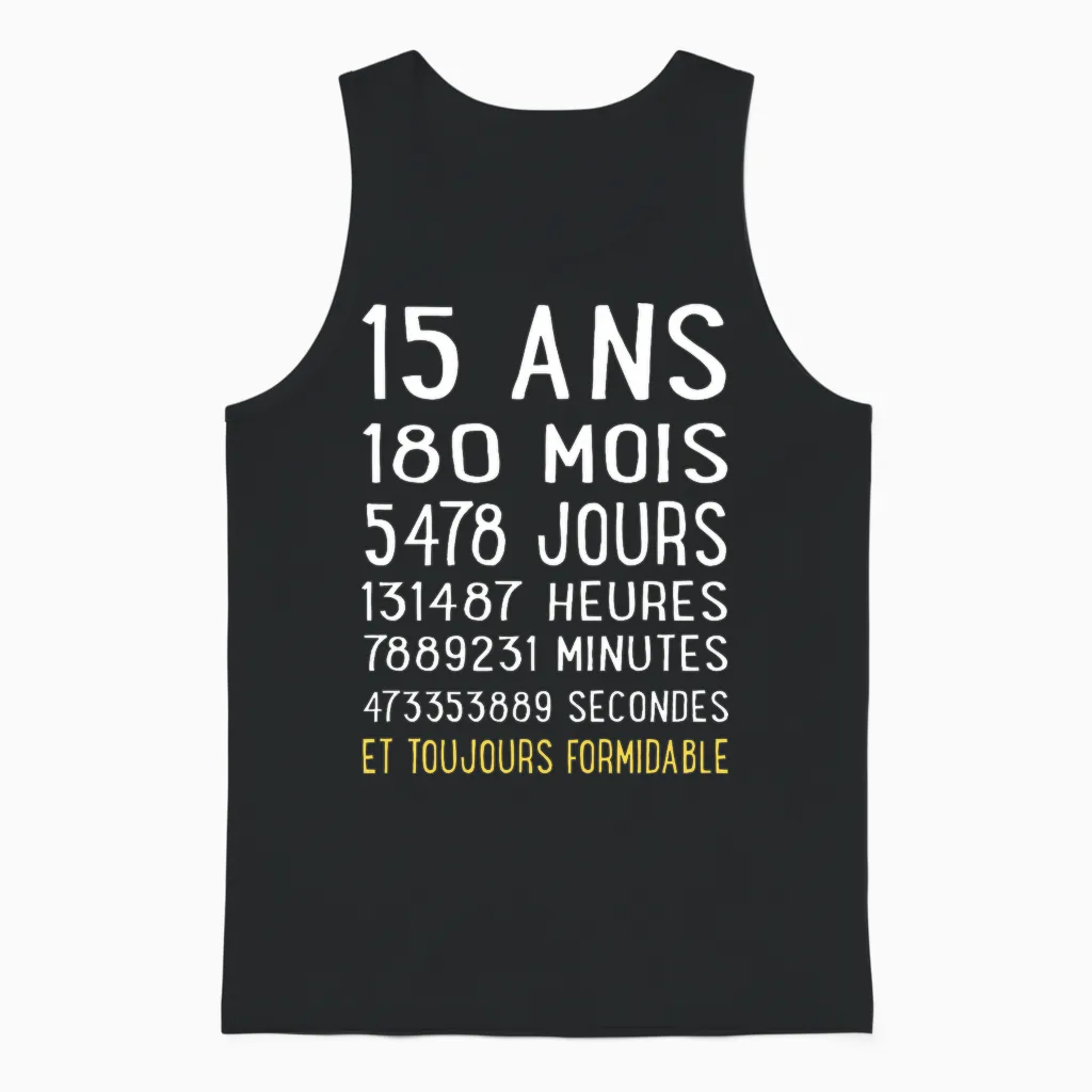 15 Ans Cadeau Garçon Fille Anniversaire Humour Amusant 15 T-Shirt Haut De Gamme Unisex Tank Top in Black