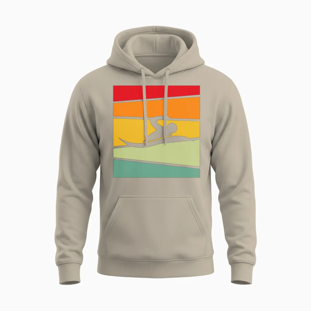 Swimming Retro Unisex Hoodie in Sand