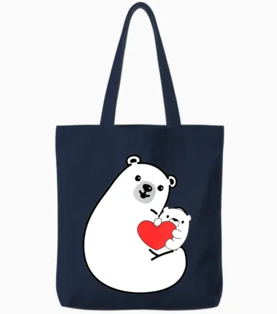 Cute Polar Bears Tote Bags - Navy
