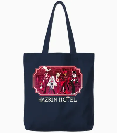 Hazbin Hotel - Group T-Shirt, Small Tote Bags - Navy