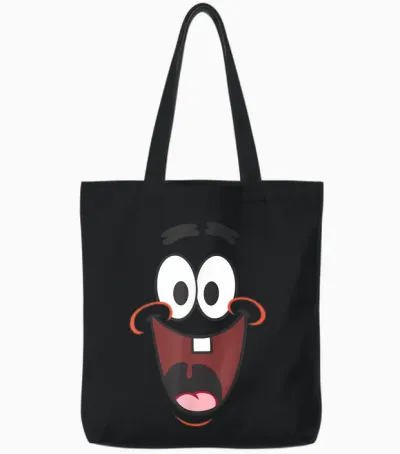 Spongebob Squarepants Patrick Big Face Smile Tote Bags - Black