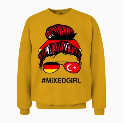 Türkei Deutschland Flagge Türkisch Deutsch Unordentlicher Dutt Unisex Sweatshirt - Gold