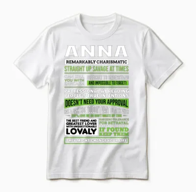 Anna Girl Name Definition Unisex T-Shirt - White