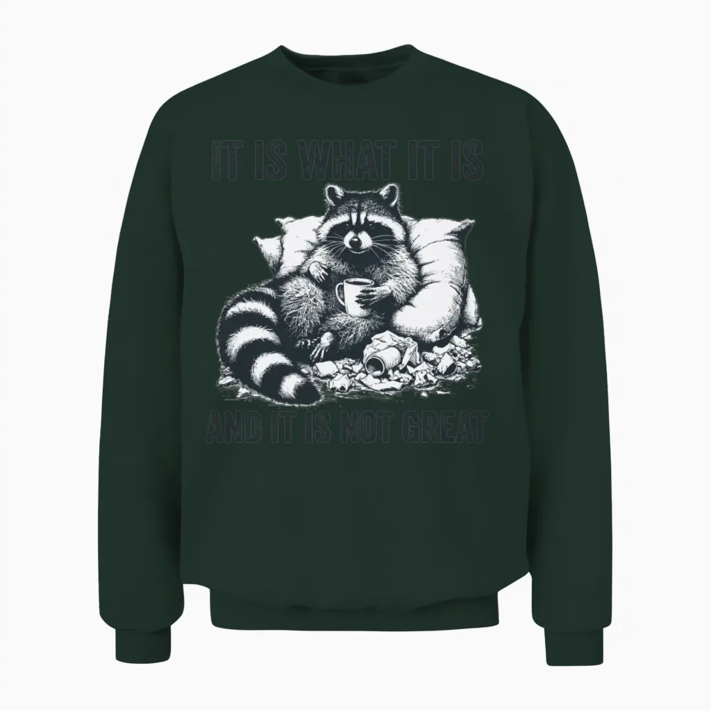 It Is What It Is and It Is Not Great Funny Unisex Sweatshirt in Forest