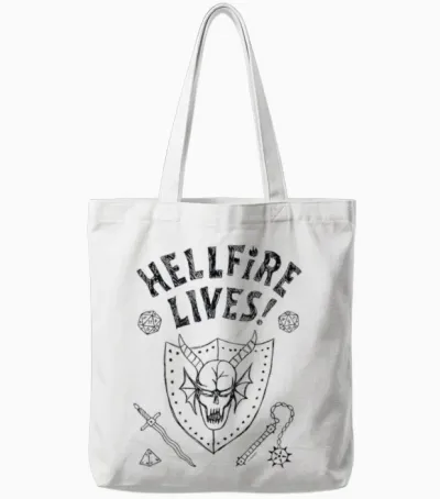 Stranger Things Hellfire Lives Officially Licensed Tote Bags - White