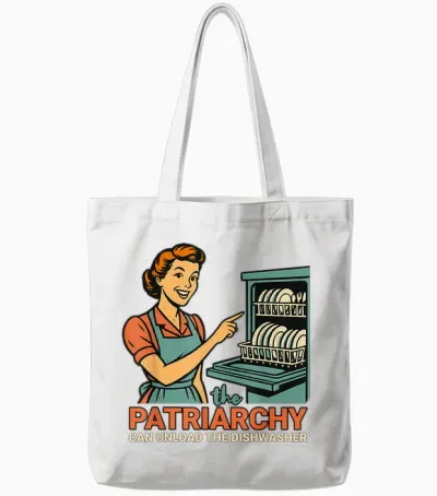 Das Patriarchat Kann Die Spülmaschine Entladen Funny Retro Meme Tote Bags - White