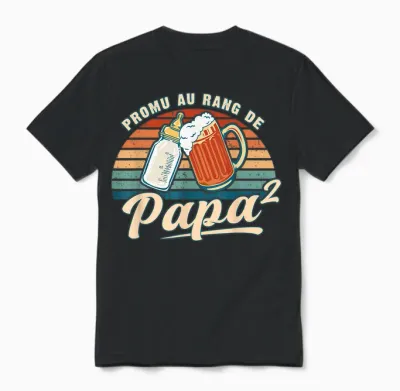 Promoted Dad 2 Child Announcement Pregnancy Future Dad Unisex T-Shirt - Black