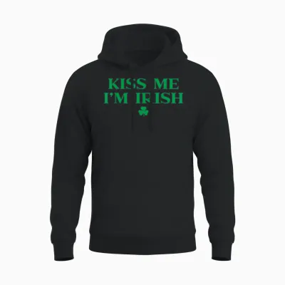 Kiss Me Im Irish Shirt for Men Women, Funny St Patricks Day Unisex Hoodie - Black