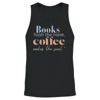 Books Hush Noise Coffee Wakes Soul Unisex Tank Top - Black – 2