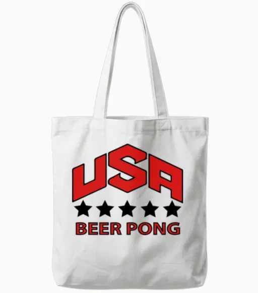 Usa Beer Pong Team Wine & Gift Tote Bags in White