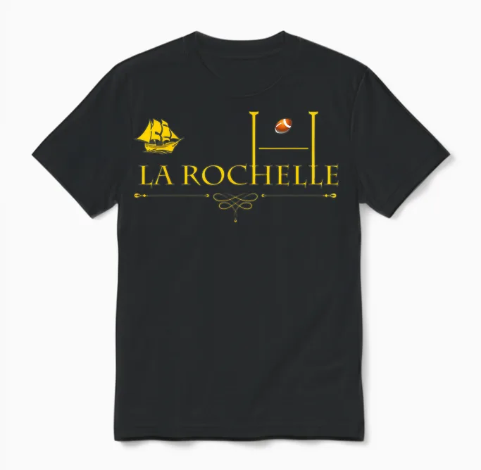 Rugby La Rochelle Rochelais Legend Supporter Player T-Shirt, Black, S Unisex T-Shirt in Black