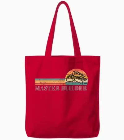 Master Builder - Block Building Kids & Adults Birthday Gift T-Shirt Small Tote Bags - Red