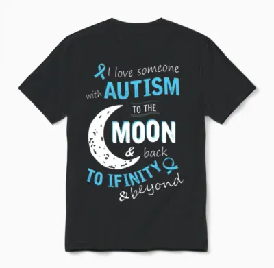 Autism - I Love Someone with Autism to the Moon Unisex T-Shirt - Black