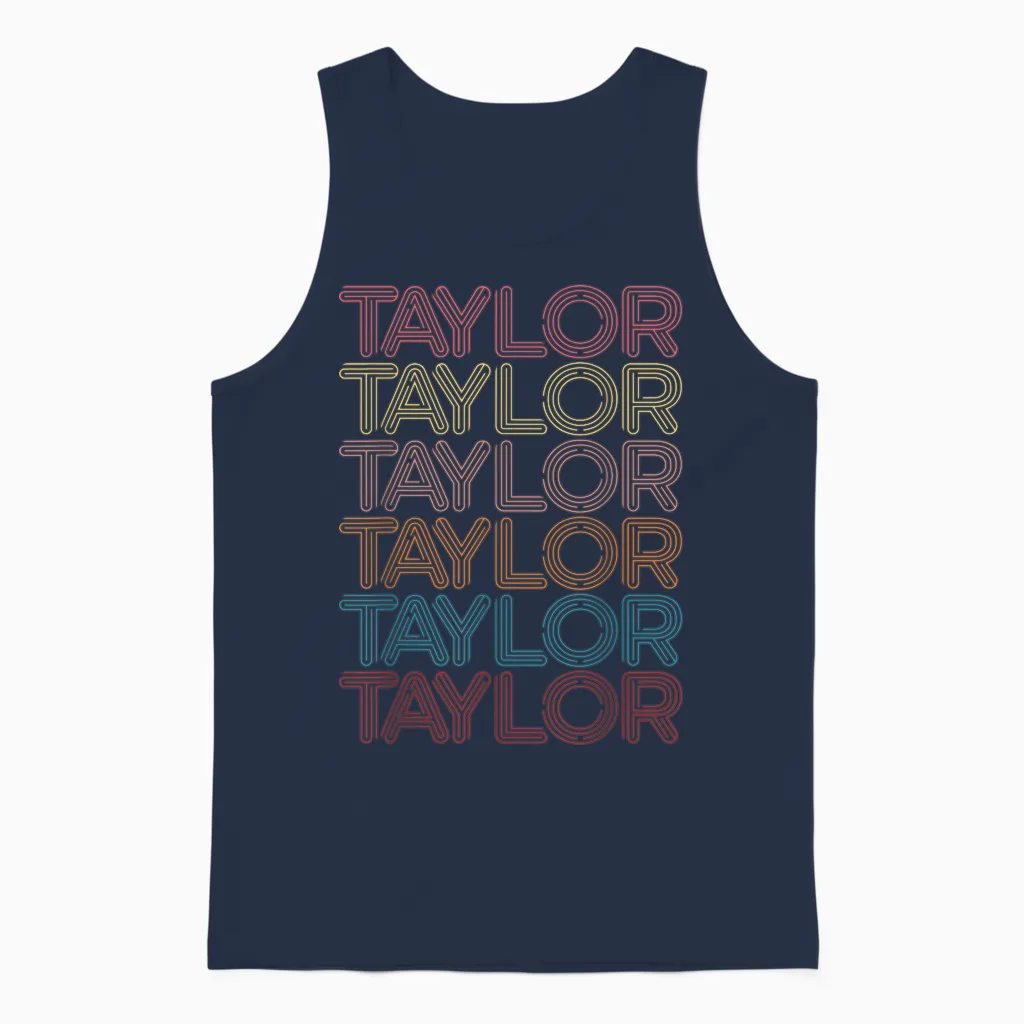 Retro Taylor First Name Vintage Taylor Unisex Tank Top in Navy