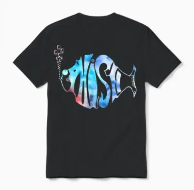 Colorful Phish-Jam, Tie-Dye Tee for Fisherman Fish Graphic Unisex T-Shirt - Black