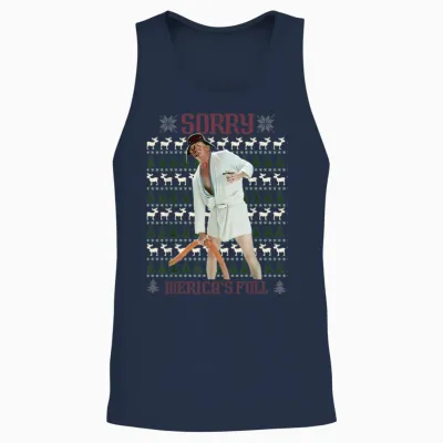 Sorry Merica's Full Funny Trump Ugly Christmas Unisex Tank Top - Navy