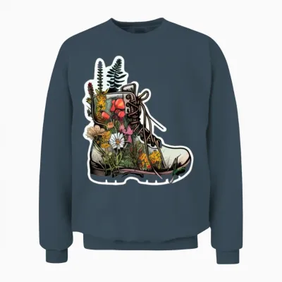 Wildflower Hiking Boot: Discover the Wild! Unisex Sweatshirt - Dark Heather