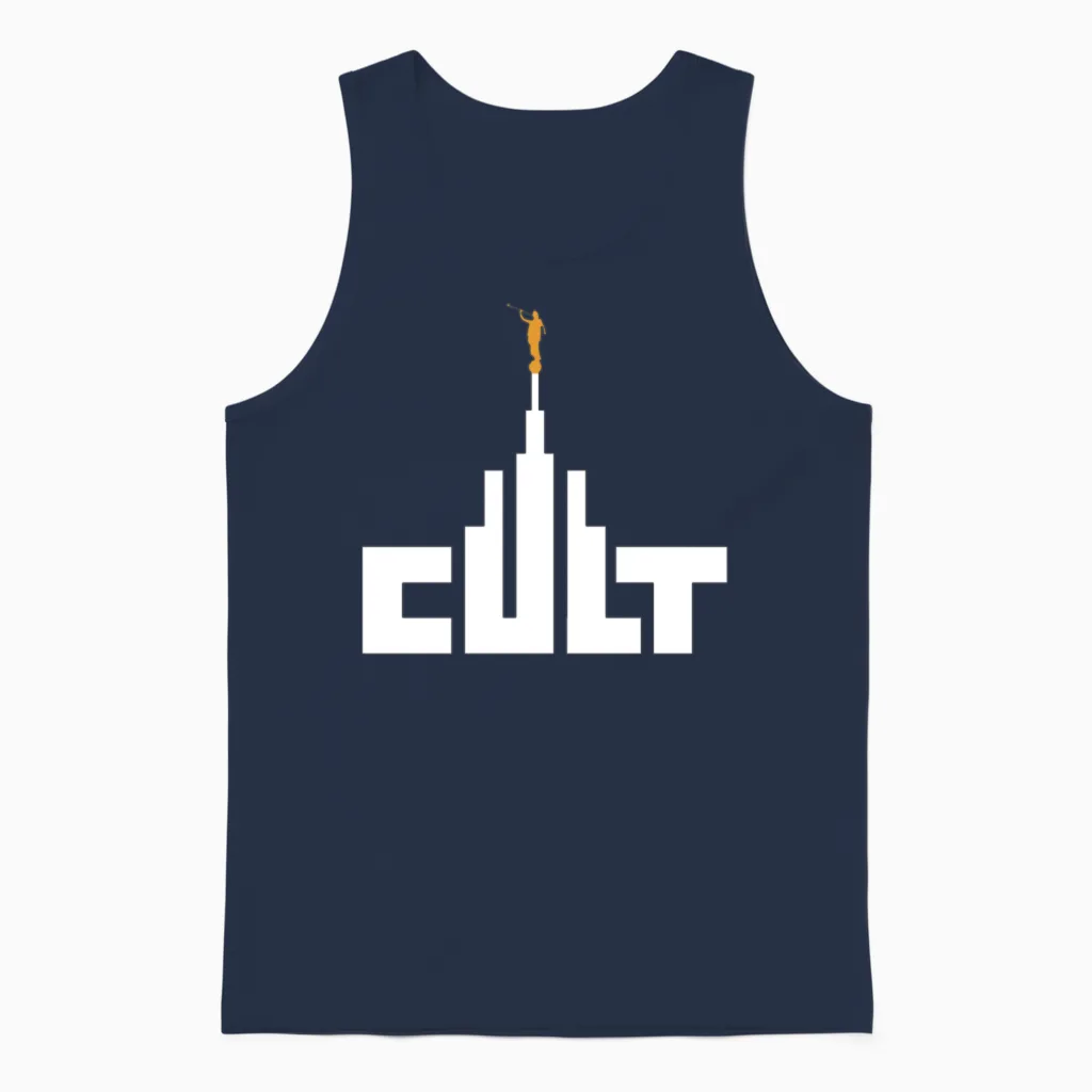 Mormon Cult Design Unisex Tank Top in Navy