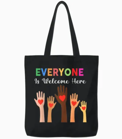 Everyone Is Welcome Here Idaho Teacher Tote Bags - Black