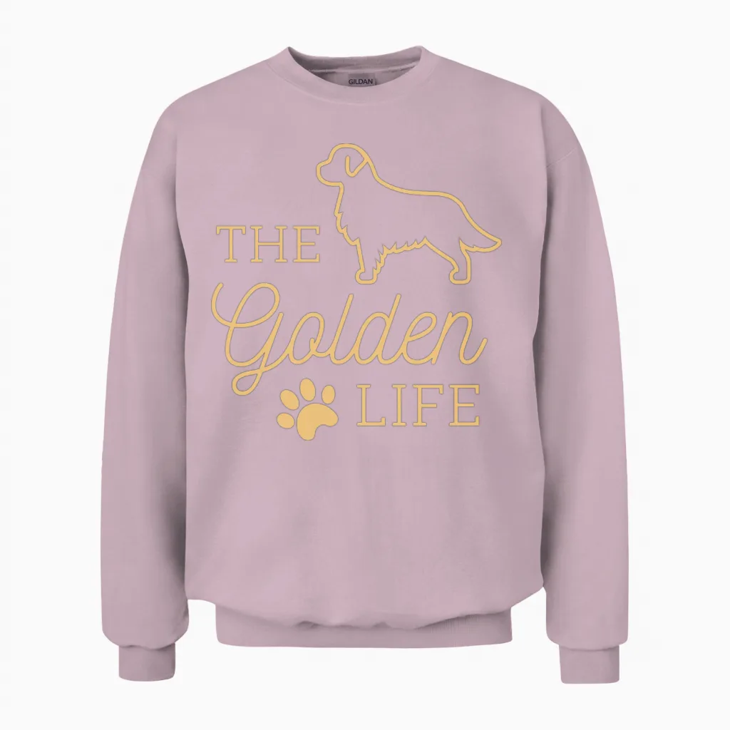 Golden Dog Lovers Unisex Sweatshirt in Light Pink