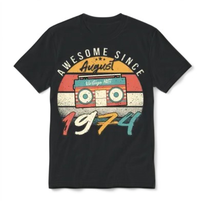 1974 July Vintage Unisex T-Shirt - Black