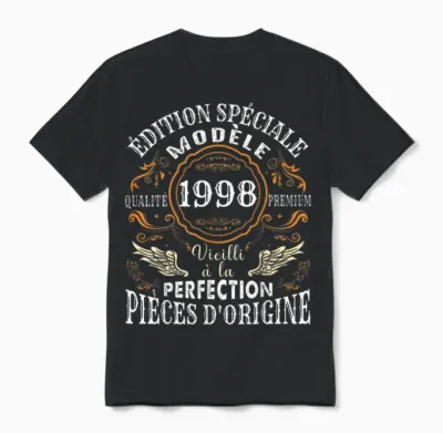 Birthday 26 Years Man Woman Humour 1998 T-Shirt, Black, S Unisex T-Shirt - Black