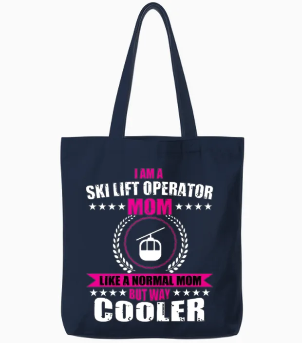 Ski Lift Operator Mom Tote Bags in Navy