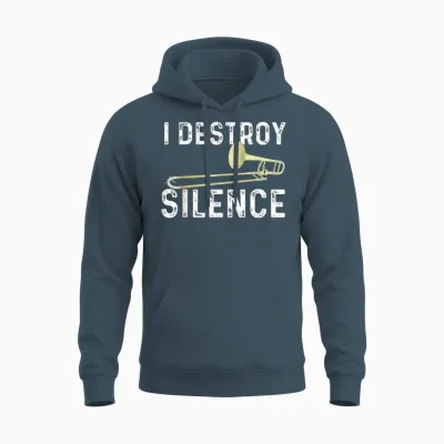 I Destroy Silence - Trombonist Trombone Player Marching Band Unisex Hoodie - Dark Heather