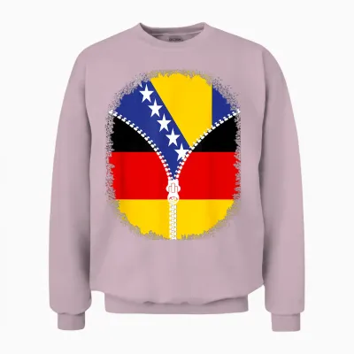 Bosnien Herzegowina Deutschland Flagge Bosnisch Deutsch Reißverschluss Unisex Sweatshirt - Light Pink