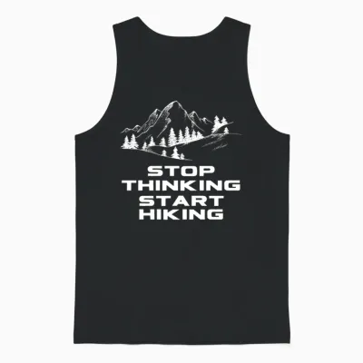 Stop Thinking Start Hiking Unisex Tank Top - Black