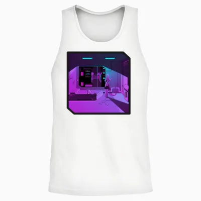 Anime Girl Retrowave Synthwave Outrun Aesthetics Unisex Tank Top - White